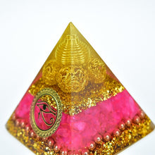 Load image into Gallery viewer, Orgone Pyramid with Sacred Eye of Horus and Loving Rose Quartz - Home Decor
