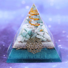 Load image into Gallery viewer, Orgone Pyramid with Soothing Amazonite - Home Decor6 cm or 2.35&quot; inches
