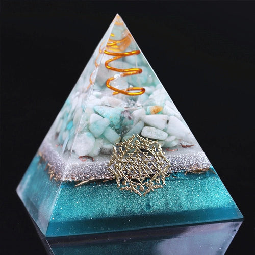 Orgone Pyramid with Soothing Amazonite - Home Decor6 cm or 2.35