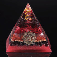 Load image into Gallery viewer, Orgonite Pyramid with Intense Garnet, Red Coral, and Red Agate - Home Decor6 cm or 2.35&quot; inches
