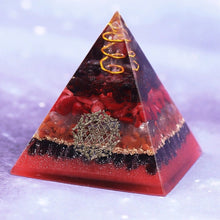Load image into Gallery viewer, Orgonite Pyramid with Intense Garnet, Red Coral, and Red Agate - Home Decor6 cm or 2.35&quot; inches
