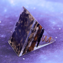 Load image into Gallery viewer, Orgonite Pyramid with Powerful and Protective Black Obsidian, Tiger’s Eye, and White Quartz - Home Decor6CM
