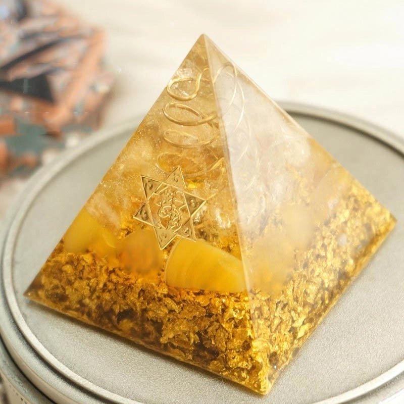 Orgonite Pyramid with Prosperous Citrine - Home Decor4 cm or 1.6