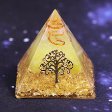 Load image into Gallery viewer, Orgonite Pyramid with Revitalizing Yellow Agate and White Quartz - Home DecorDesign 15 cm or 1.96&quot; inches
