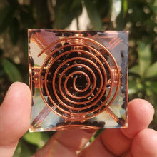 Load image into Gallery viewer, Orgonite Pyramid with Spiral Copper Wire and Power Black Obsidian - Home Decor
