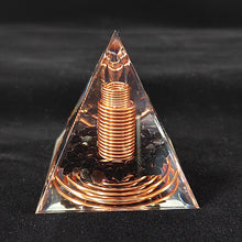 Load image into Gallery viewer, Orgonite Pyramid with Spiral Copper Wire and Power Black Obsidian - Home Decor
