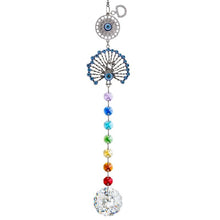 Load image into Gallery viewer, Peacock with Evil Eyes Wall Hanging with Suncatcher Crystals - Wall Hanging
