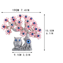 Load image into Gallery viewer, Pink Flowers and Silver Owl Evil Eye Desktop Ornament - Ornament
