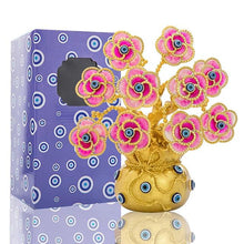 Load image into Gallery viewer, Pink Flowers with Evil Eyes in Feng Shui Money Bag Desktop Ornament - Ornament
