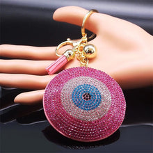 Load image into Gallery viewer, Pink Stone Evil Eye Keychains - KeychainEye Shaped Pink Evil Eye
