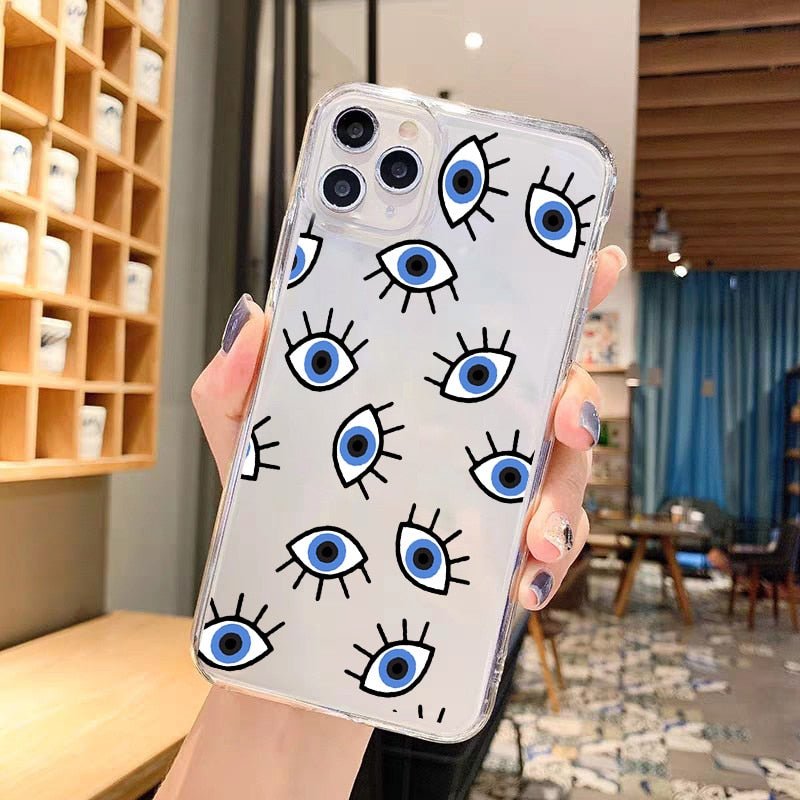 Elegant Blue Evil Eye Artwork Protective iPhone Case, Compatible with iPhone SE, 6 to 14 Pro Max - Style 13 For iPhone 11 ProMax / Style 13