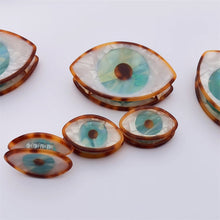 Load image into Gallery viewer, Protective Evil Eye Decorative Hair Clips - Hair ClipHair Clip - SmallLight Blue Evil Eye with Brown Amber Design
