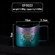 Load image into Gallery viewer, Protective Evil Eye Large Porcelain Mugs - MugGradient - Purple to Green
