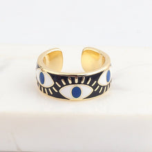 Load image into Gallery viewer, Protective Gray Evil Eye Ring (Gold Plated) - RingBlackGold Plated
