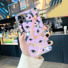 Load image into Gallery viewer, Protective Light Blue Evil Eye iPhone Case with Hearts - AccessoriesPurpleFor iphone 6 6s
