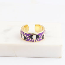 Load image into Gallery viewer, Protective Light Blue Evil Eye Ring (Gold Plated) - RingPurpleGold Plated
