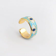 Load image into Gallery viewer, Protective Light Green Evil Eye Ring (Gold Plated) - RingTurquoiseGold Plated
