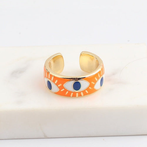 Protective Orange Evil Eye Ring (Gold Plated) - RingOrangeGold Plated