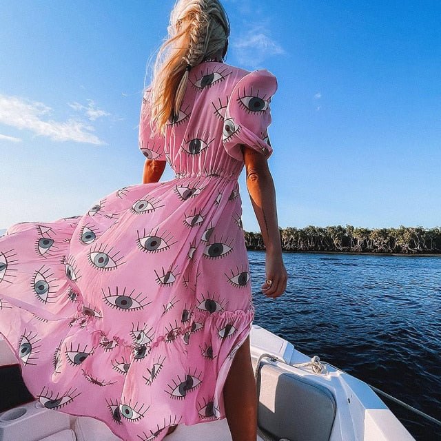 Protective Pink Evil Eye Swimsuit Cover Up - Two Unique Designs - AccessoriesPink with White Eyes