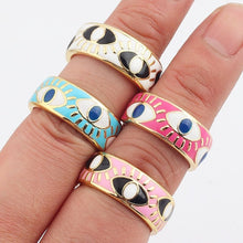 Load image into Gallery viewer, Protective Purple Evil Eye Ring (Gold Plated) - RingPurpleGold Plated
