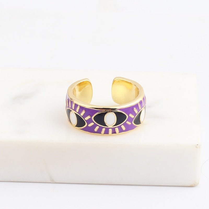 Protective Purple Evil Eye Ring (Gold Plated) - RingPurpleGold Plated