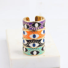 Load image into Gallery viewer, Protective Purple Evil Eye Ring (Gold Plated) - RingPurpleGold Plated
