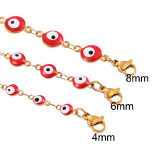 Load image into Gallery viewer, Protective Red Evil Eye Bracelet (Stainless Steel) - BraceletMULTIWidth 6mm16 cm or 6.3” inches
