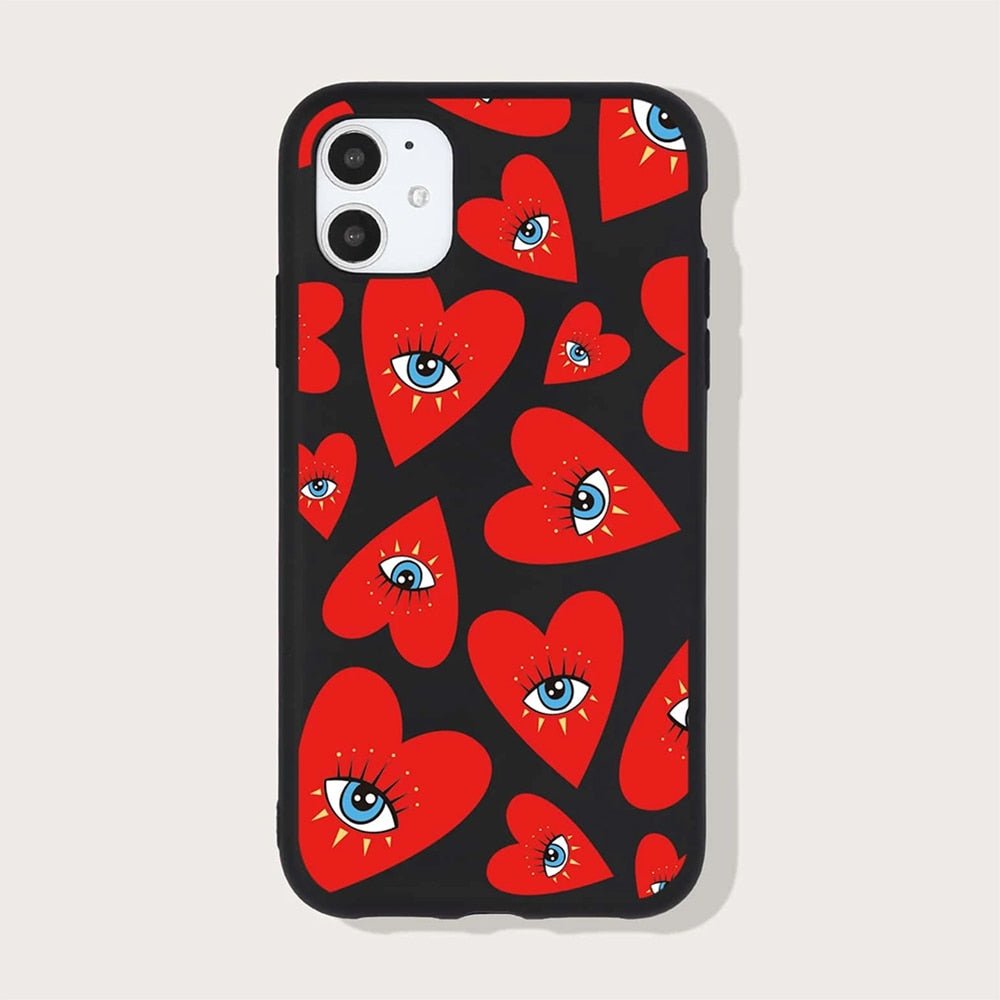 Protective Red Evil Eye iPhone Case with Hearts - AccessoriesRed with Black BackgroundFor iphone 6 6s