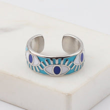 Load image into Gallery viewer, Protective Turquoise Evil Eye Ring (Gold Plated) - RingBlueSilver Plated
