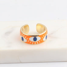 Load image into Gallery viewer, Protective White Evil Eye Ring (Gold Plated) - RingOrangeGold Plated

