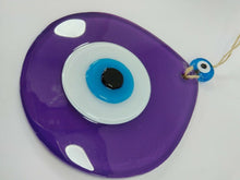 Load image into Gallery viewer, Purple Evil Eye Wall Hangings - Wall HangingDark Purple with Yellow Eyes - Round Shape
