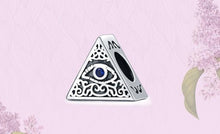 Load image into Gallery viewer, Pyramid Shaped Blue Stone Evil Eye Silver Charm Bead - Charm Bead

