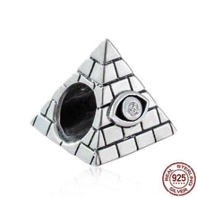 Load image into Gallery viewer, Pyramid Shaped Evil Eye Silver Charm Bead - Charm Bead
