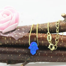 Load image into Gallery viewer, Radiant Opal Stone Hamsa Hand Necklaces - NecklaceColor 6
