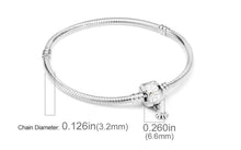 Load image into Gallery viewer, Silver Bracelets for Evil Eye and Hamsa Charms - Flower Clasp - Snake Chain Bracelet 5.9” or 15 cm
