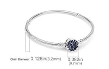 Load image into Gallery viewer, Silver Bracelets for Evil Eye and Hamsa Charms - Blue Stone Studded Circular Clasp - Snake Chain Bracelet5.9” or 15 cm
