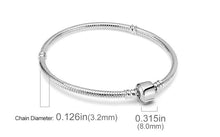 Load image into Gallery viewer, Silver Bracelets for Evil Eye and Hamsa Charms - JewelleryCylindrical Clasp - Snake Chain Bracelet5.9” or 15 cm
