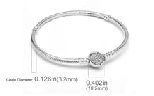 Load image into Gallery viewer, Silver Bracelets for Evil Eye and Hamsa Charms - Clasp with White Stone Studded Hearts - Snake Chain Bracelet 5.9” or 15 cm
