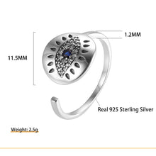Load image into Gallery viewer, Silver Engraved White and Blue Stone Evil Eye Silver Ring - Ring
