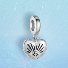 Load image into Gallery viewer, Silver Heart Shaped Evil Eye Pendant - Pendant
