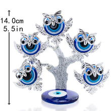 Load image into Gallery viewer, Silver Owls Themed Evil Eye Desktop Ornament - Ornament

