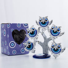 Load image into Gallery viewer, Silver Owls Themed Evil Eye Desktop Ornament - Ornament
