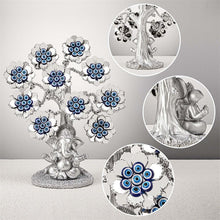 Load image into Gallery viewer, Silver Petals Evil Eye Ornament with Mighty Lord Ganesha - OrnamentOne Size

