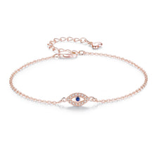 Load image into Gallery viewer, Simple Eye Shaped Evil Eye Silver Bracelets - BraceletRose Gold
