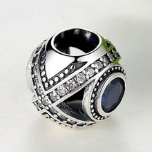 Load image into Gallery viewer, Single Blue Stone Spherical Silver Evil Eye Charm Bead - Charm Bead
