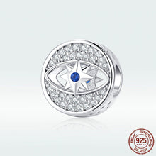 Load image into Gallery viewer, Star and Eye Design Evil Eye Silver Charm Bead - Charm Bead
