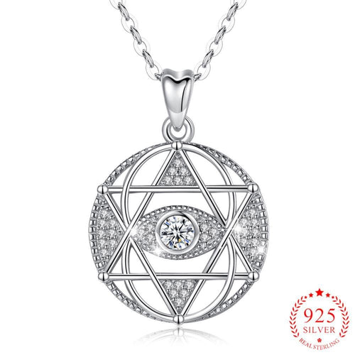Star of David with Evil Eye Silver Necklace - Necklace