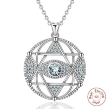 Load image into Gallery viewer, Star of David with Evil Eye Silver Pendant and Necklace - NecklaceOnly Pendant
