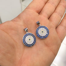 Load image into Gallery viewer, Stone Studded Circular Evil Eye Silver Pendant - Pendant
