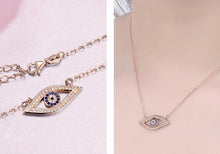 Load image into Gallery viewer, Stone Studded Eye Shaped Evil Eye Silver Necklaces - NecklaceRose Gold
